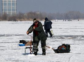 Ice fishing in Dnipro